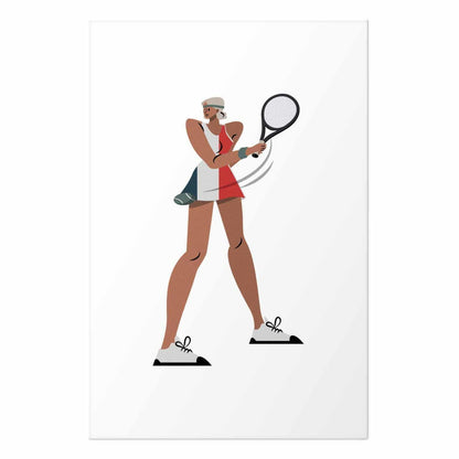 Poster - Tennis Player with a Racket on a White Background - Illustration