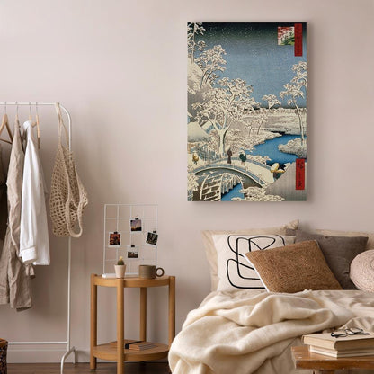 Leinwandbild - Utagawa Hiroshige – Drum bridge and Setting Sun Hill at Meguro