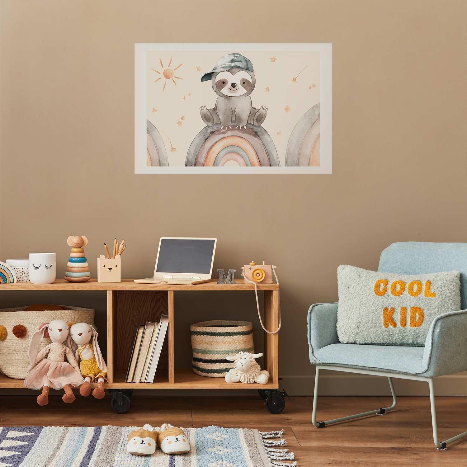 Poster - Little Animal Among Stars and Rainbows Artgeist