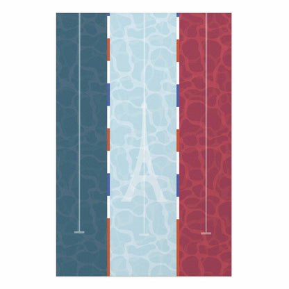 Poster - Illustration of a Pool Against the French Flag