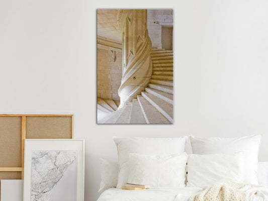 Leinwandbild – Steintreppe ins Licht (1-teilig, Hochformat)