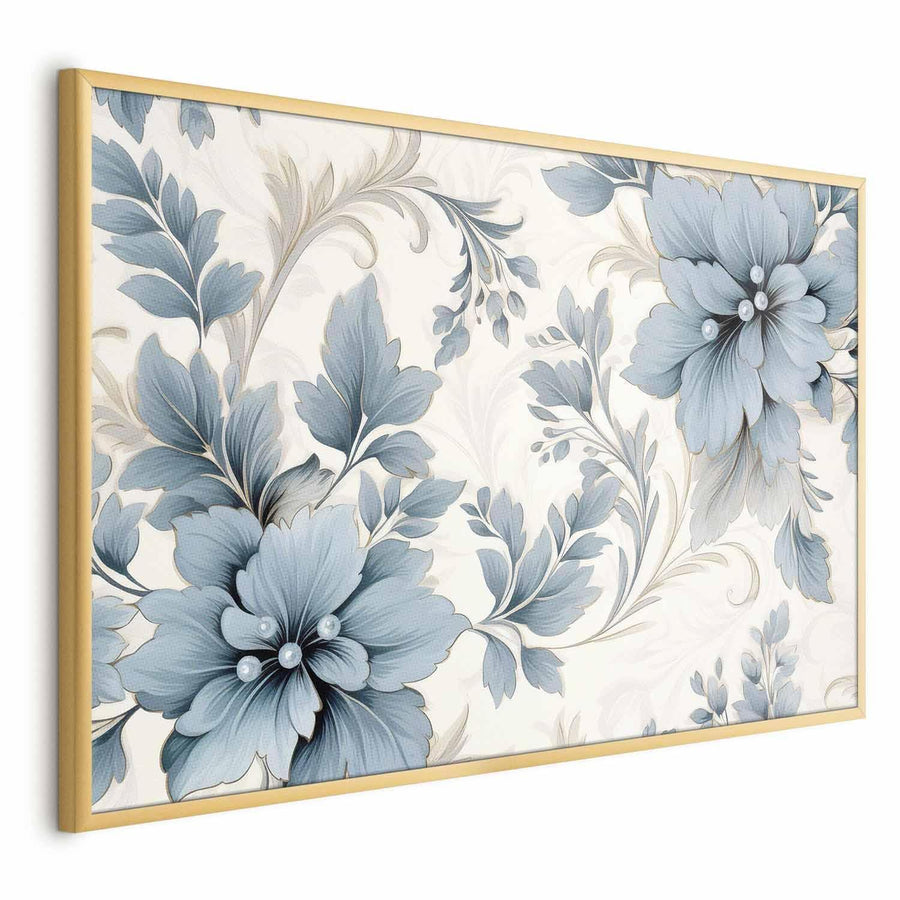 Poster - Turquoise Ornamental Retro Flowers Artgeist