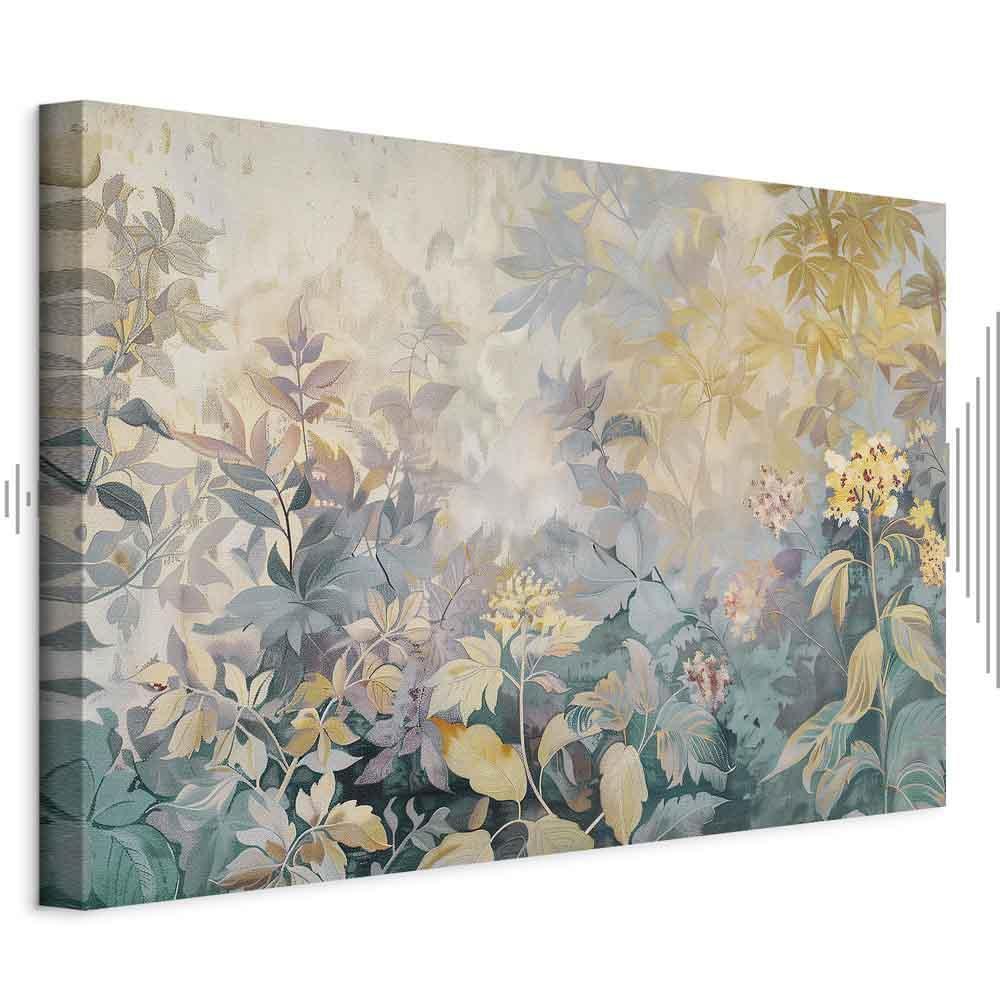 Leinwandbild - Tapestry Pattern with a Meadow and Flowers Kilim with a Spring Motif