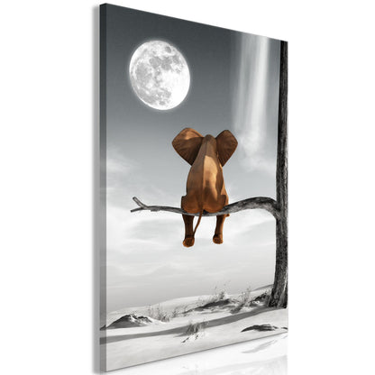 Leinwandbild - Elephant and Moon (1 Part) Vertical Artgeist