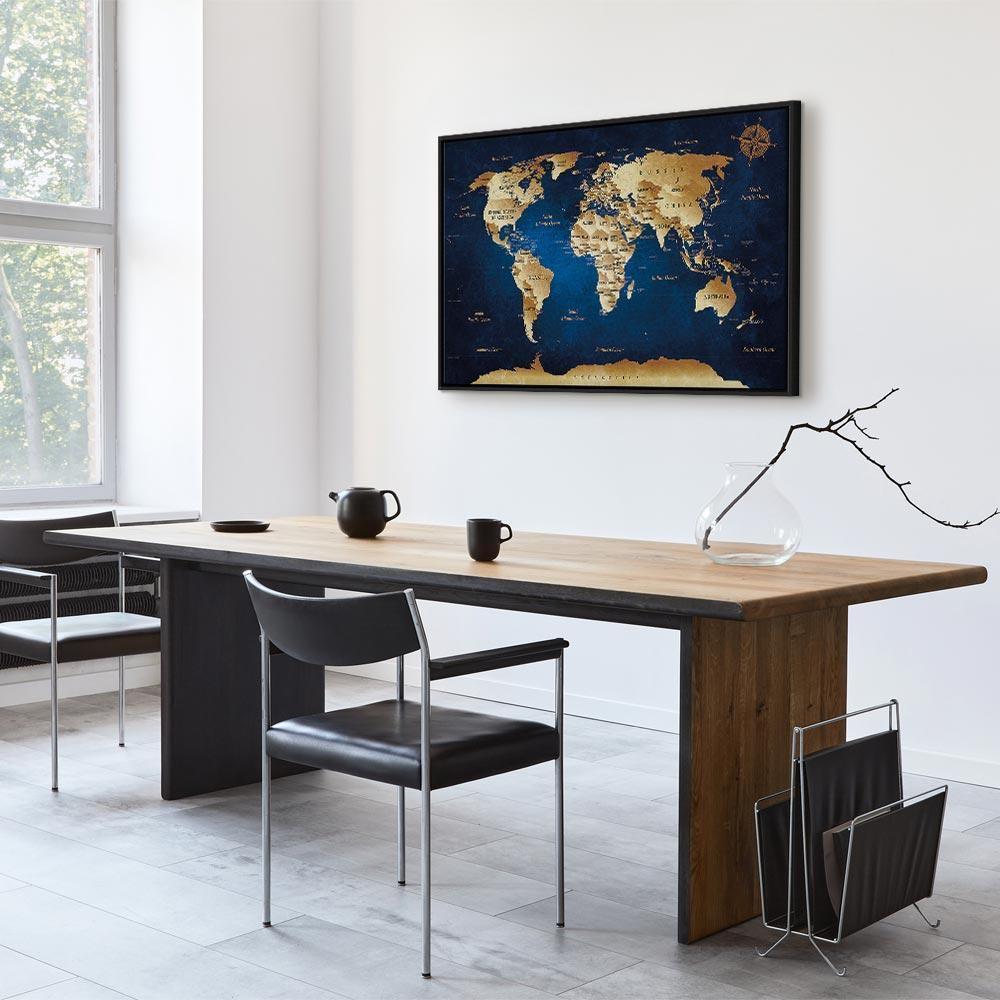 Leinwandbild - World Map: The Dark Blue Depths