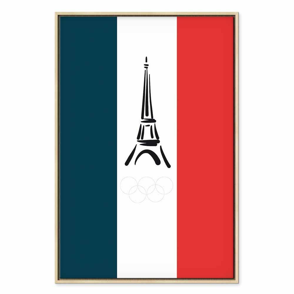 Leinwandbild - French Flag With Graphic Eiffel Tower