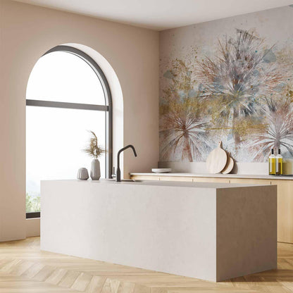 Fototapete - Grey palms - plant motif in an abstract composition with patterns