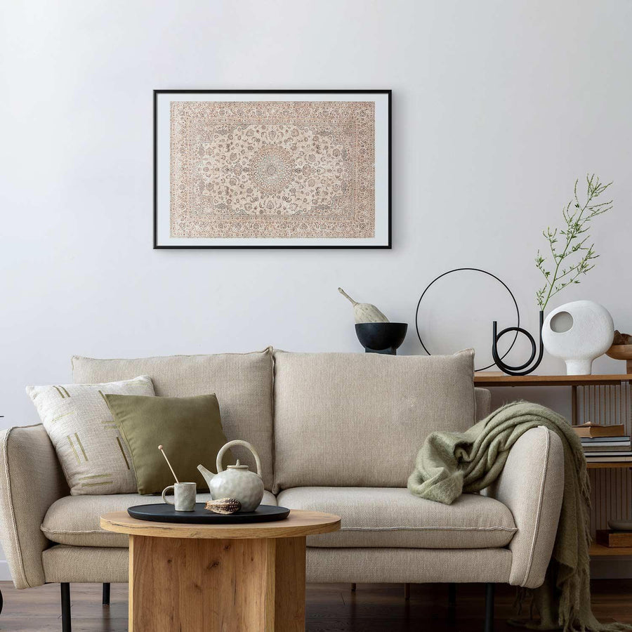 Poster - Sand Carpet - Worn Persian Rug with Rich Ornamental Motifs Artgeist