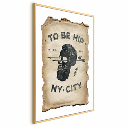 Poster - To Be Hip in Gold Frame, Vintage Design