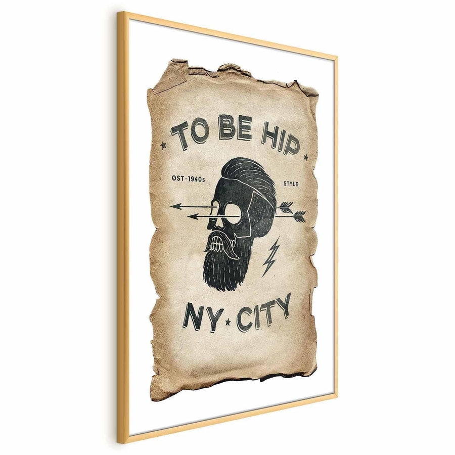 Poster - To Be Hip in Gold Frame, Vintage Design