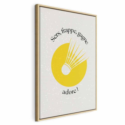 Leinwandbild - Badminton Shuttlecock on a Yellow Circle Background