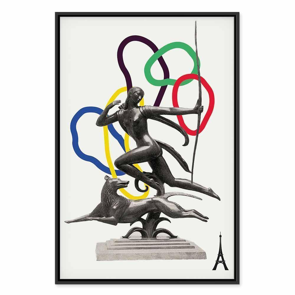 Leinwandbild - Woman With Dog - Illustration