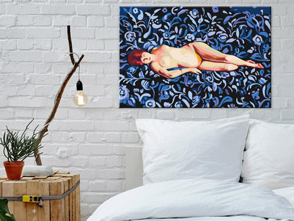 Malen nach Zahlen - Nude on a Blue Background