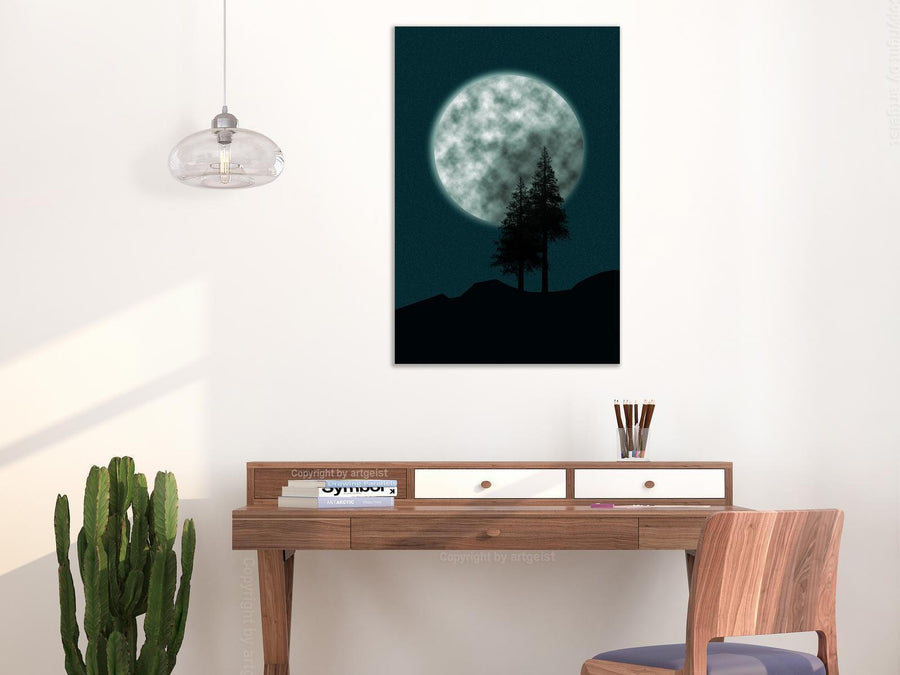 Dekoratives Leinwandbild mit großem Vollmond