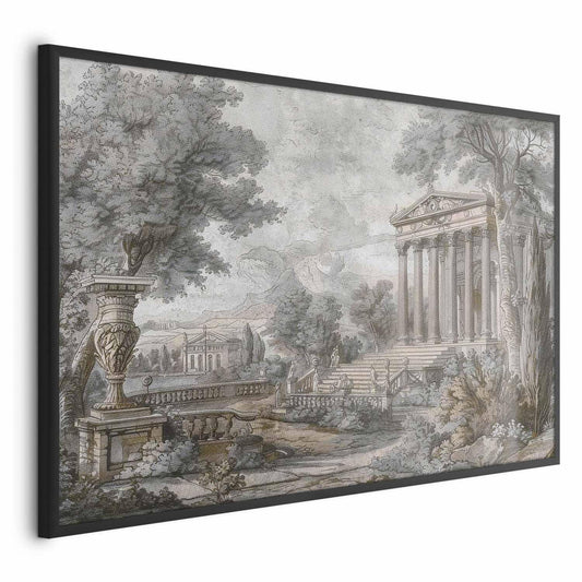 Poster - Temple on the Hill - Greek Architecture in Muted Tones