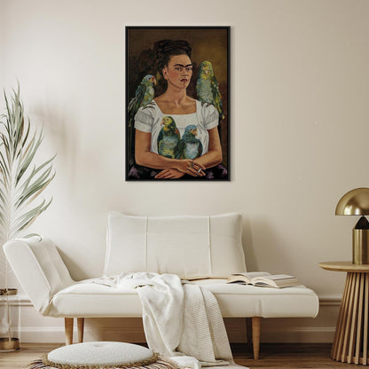 Leinwandbild - Frida Kahlo – Me and My Parrots