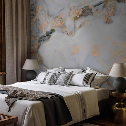 Fototapete - White Stone - Elegant Marble With Golden Highlights