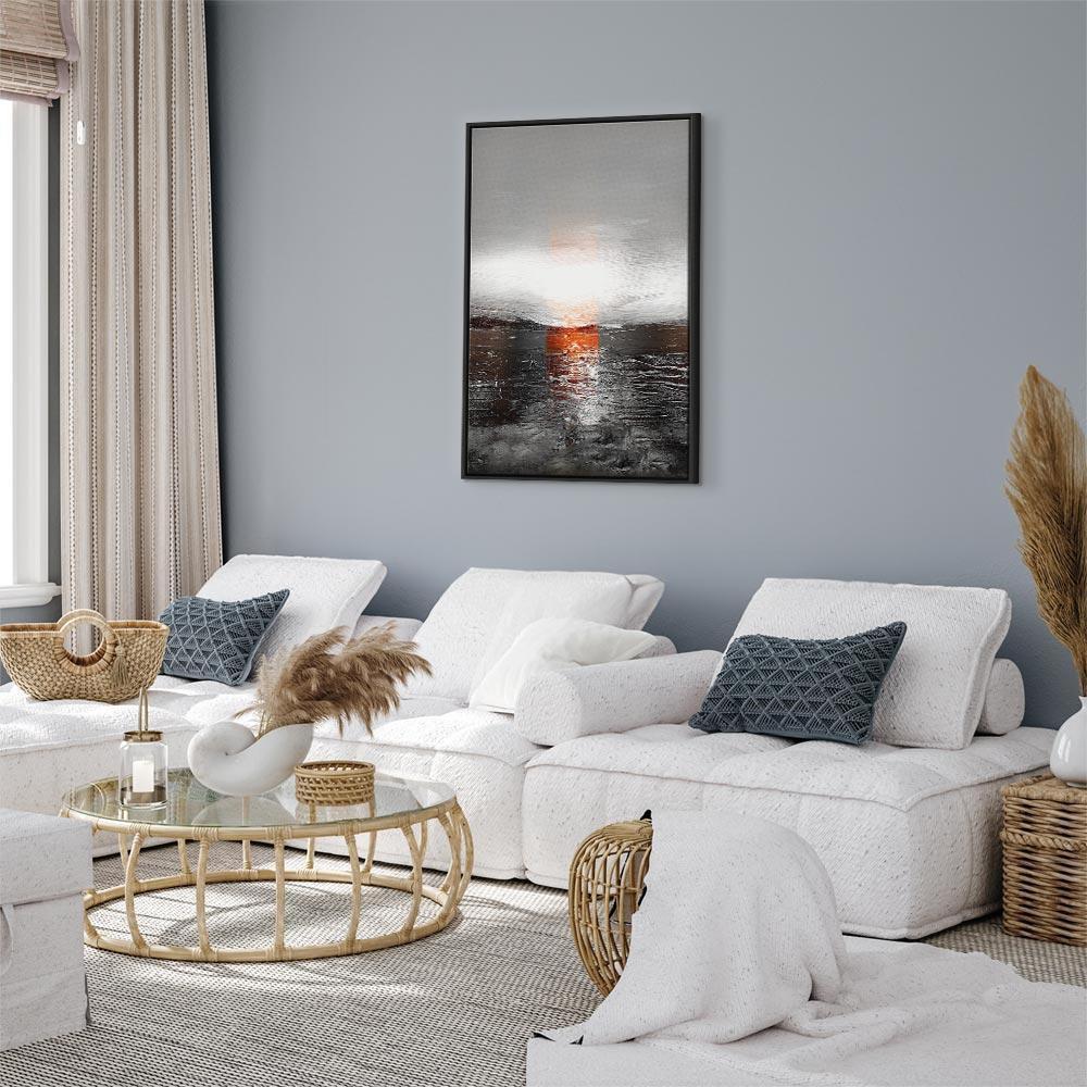 Leinwandbild - Reflection of Colors (1-part) - Sunset in Painted Abstract Background