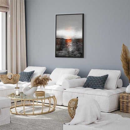 Leinwandbild - Reflection of Colors (1-part) - Sunset in Painted Abstract Background