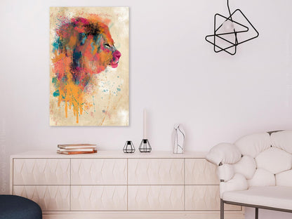Leinwandbild - Watercolor Lion (1 Part) Vertical Artgeist