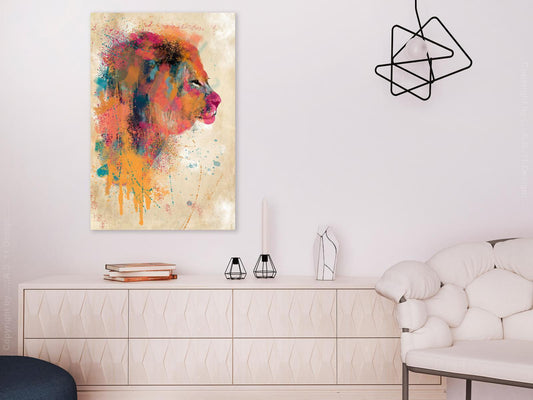 Leinwandbild - Watercolor Lion (1 Part) Vertical Artgeist