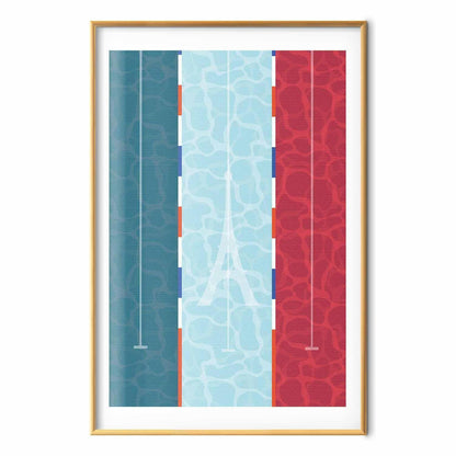 Poster - Illustration of a Pool Against the French Flag