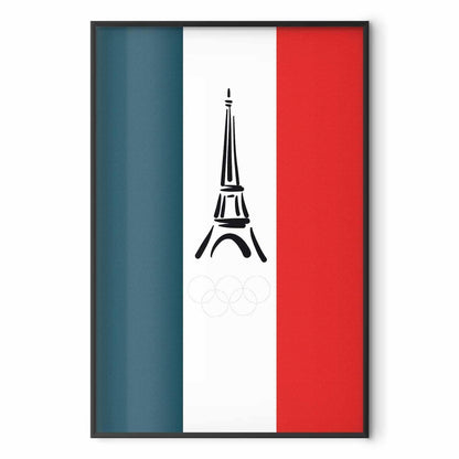 Poster - Graphic Eiffel Tower Against the French Flag