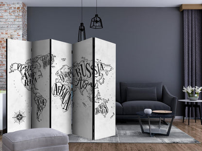 Paravent - Retro Continents (Grey) II Artgeist