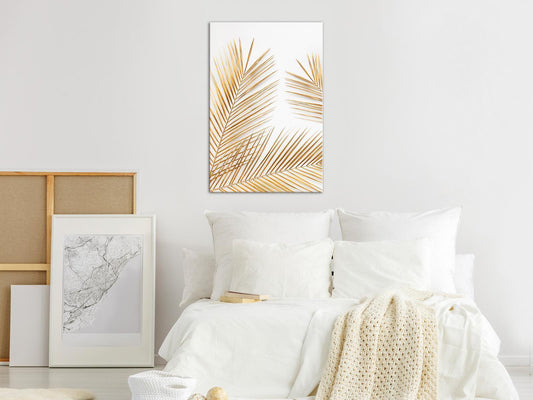 Leinwandbild - Golden Palm Leaves (1 Part) Vertical Artgeist