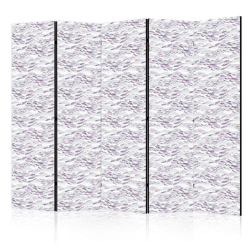 Paravent - Fish in Muted Colors - a School of Small Fishes in Light Purple And Delicate Pink Against Grey Waves Artgeist