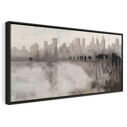 Leinwandbild Stadt im Regen – Urbanes Wandbild mit Atmosphäre