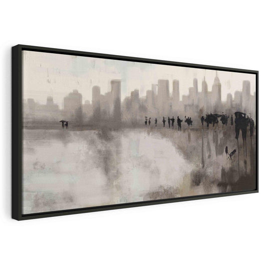 Leinwandbild Stadt im Regen – Urbanes Wandbild mit Atmosphäre