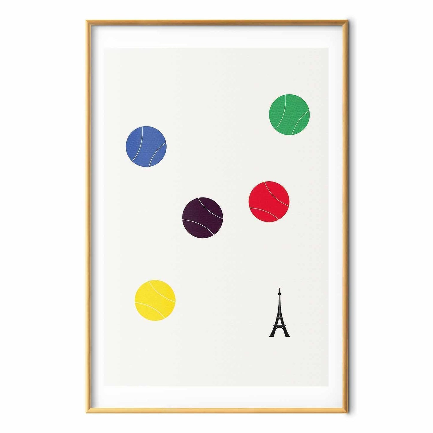 Poster - Eiffel Tower and Colorful Tennis Balls