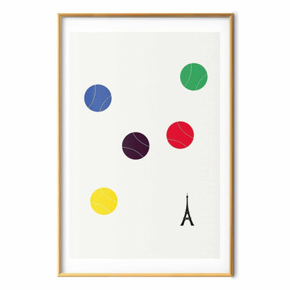 Poster - Eiffel Tower and Colorful Tennis Balls