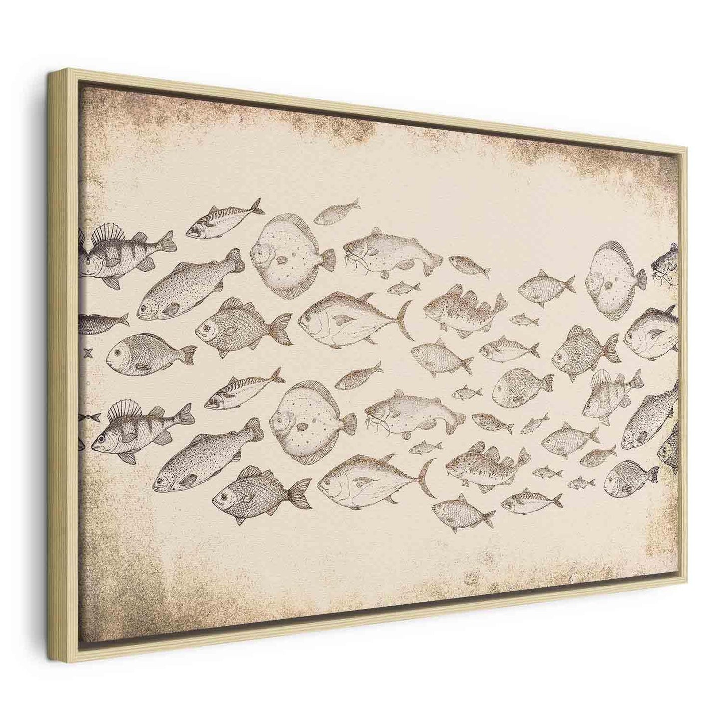 Leinwandbild Fische Japandi-Stil – Minimalistische Wandkunst