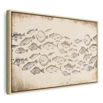 Leinwandbild Fische Japandi-Stil – Minimalistische Wandkunst