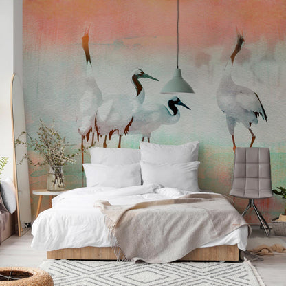 Fototapete - Cranes in Pastels Artgeist