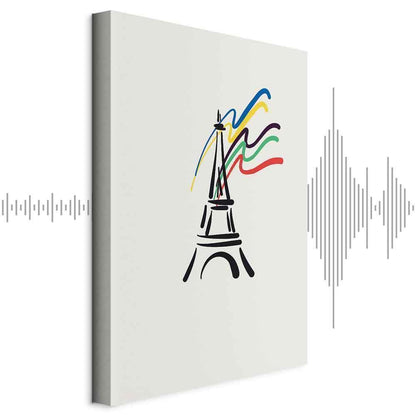 Leinwandbild - Eiffel Tower and Colorful Ribbons
