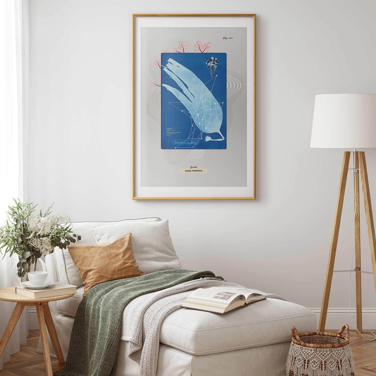 Dekoratives Poster mit Algen-Design in sanften Tönen

