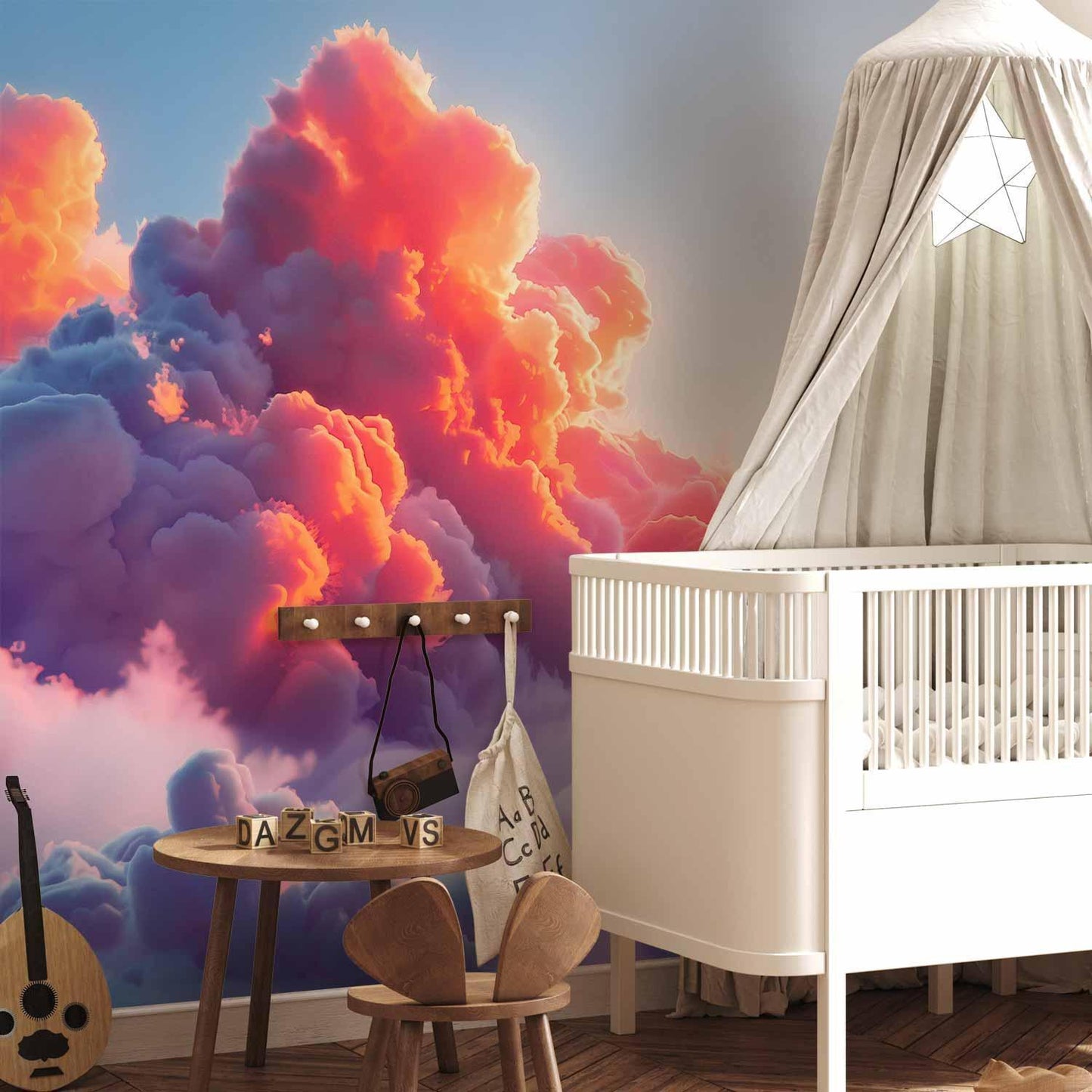 Fototapete Rosa Wolken - Dämmerungshimmel in Rosa und Violett