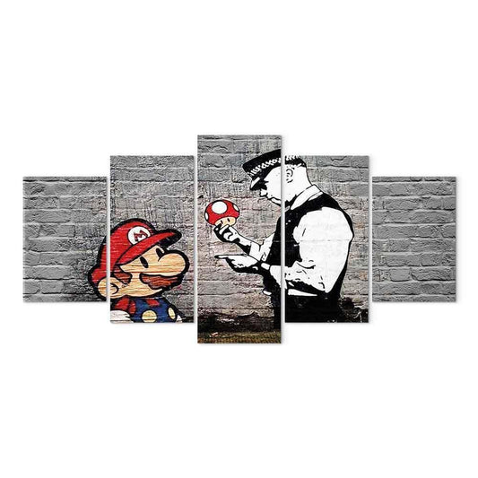 Leinwandbild - Super Mario Mushroom Cop (Banksy)