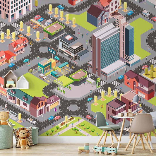 Fototapete – Bunte Stadtlandschaft für Kinderzimmer