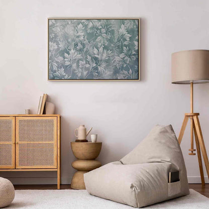 Leinwandbild - Ornaments in Worn Muted Turquoises: Delicate Plant Pattern