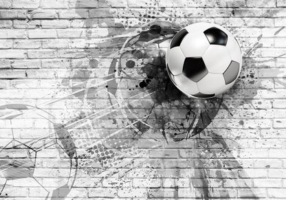 Fototapete Dynamischer Fußball – Actionreiche Wandgestaltung für Sportfans