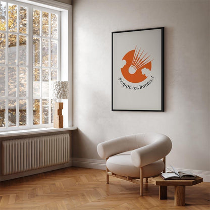 Leinwandbild - Badminton Shuttlecock on an Orange Circle Background