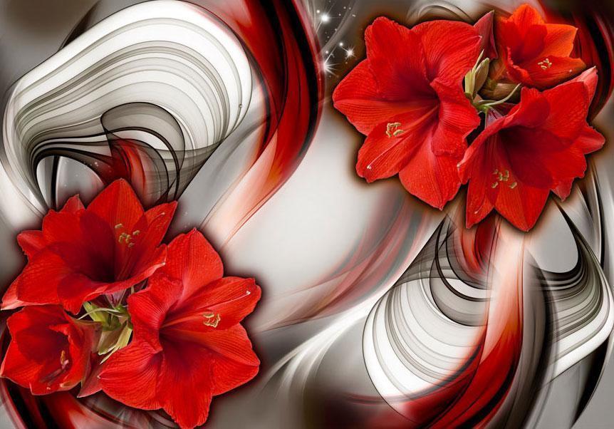 Fototapete „Amaryllis – Ballad of the Red“ – Blühende Eleganz in Rot