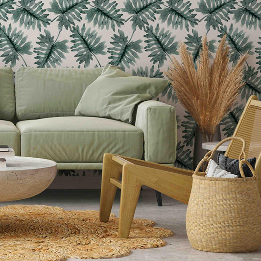 Tapete „Tanz der Blätter“ – Elegantes Blättermotiv für deine Wand