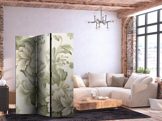 Paravent "Vintage Blumen" – Retro-Charme in Creme- und Grüntönen