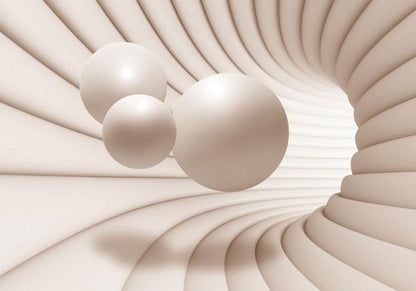 Fototapete 3D Tunnel Kugeln - Moderne Perspektive mit geometrischem Tiefeneffekt