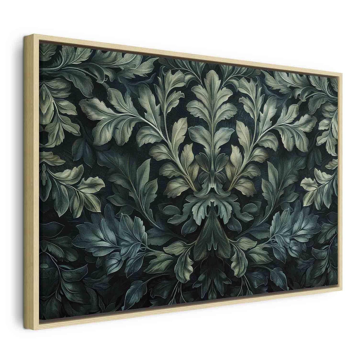 Leinwandbild - Dark Green Victorian Leaves: Botanical Carved Composition